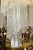 Five-tier square design Camer Murano chandelier with suspended glass pendants. Very heavy and substantial cascading...