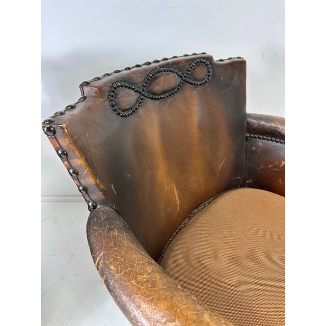 1930s Pair of Antique European Leather Club Chairs (Circa 1920s/30s) For Sale - Image 5 of 11