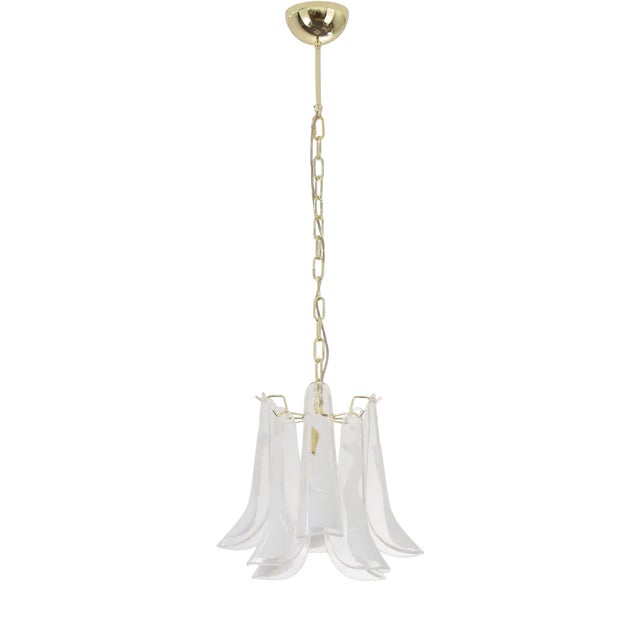 Petal Ceiling Lamp in Murano Glass Crystal and White Glass, 1990s For Sale