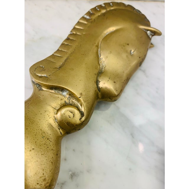 Vintage Solid Brass Horse Head Knight Chess Piece Bookends- a Pair For Sale - Image 9 of 12
