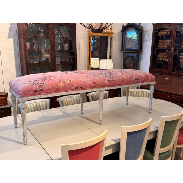 Louis XVI 19th Century Painted Banquette For Sale - Image 6 of 8