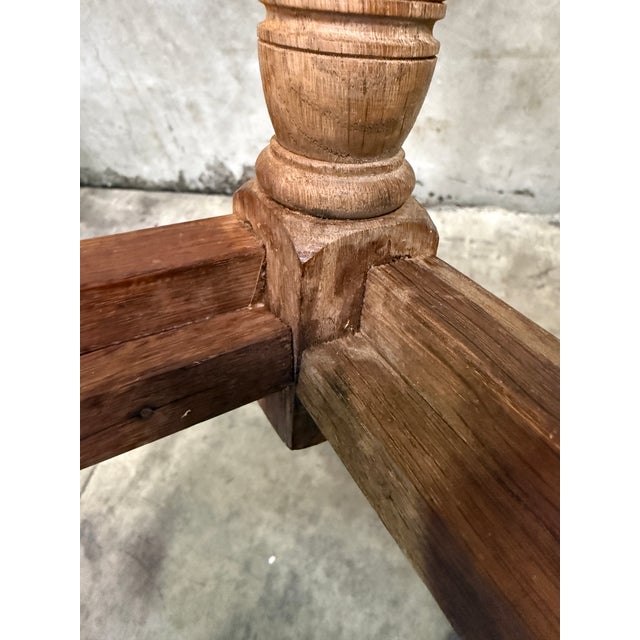 Vintage French Rush Seat Back Oak Dining Chairs Set of Four Bleached Farmhouse For Sale - Image 14 of 17