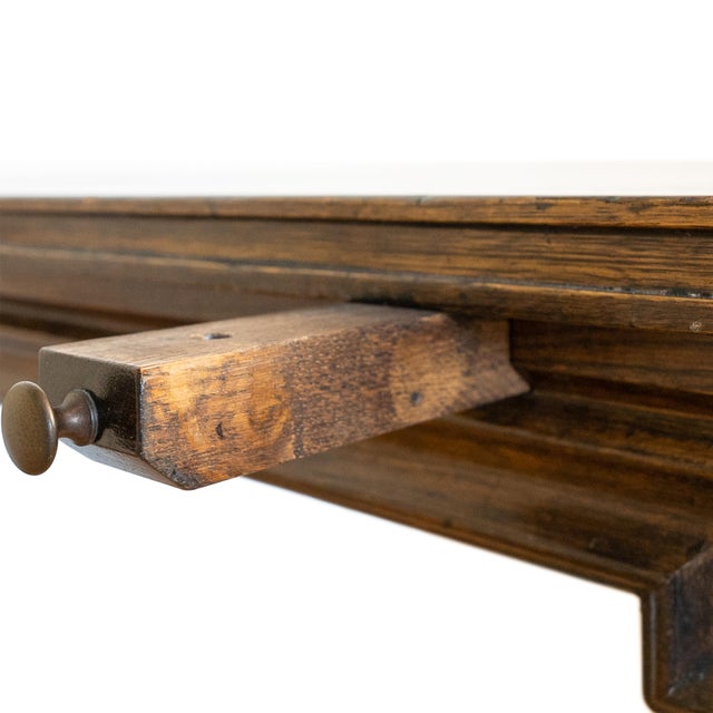 Brown 1990s Solid Wood Parquet Dining Table With Cabriole Legs & Hoof Feet – 3 Leaves For Sale - Image 8 of 17