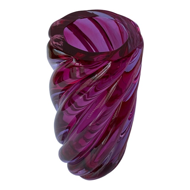 1950s Archimede Seguso Attributed Solid Rose Colored Thick Glass Vase For Sale