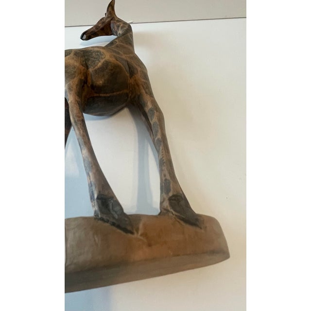 1980s Vintage African Hand Carved Muhuhu Wood Giraffe For Sale - Image 5 of 12