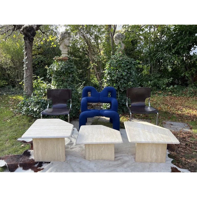 Italian Cream Travertine Nesting Tables, 1970s, Set of 3 For Sale - Image 4 of 10