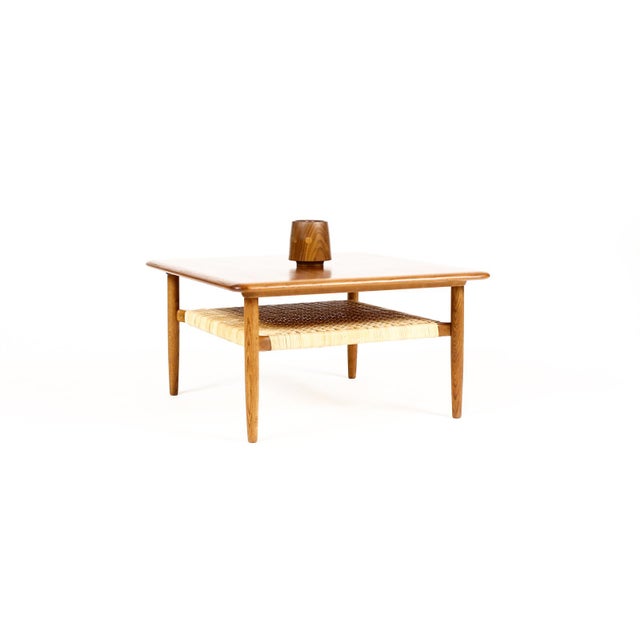 #2175 — Danish Modern / Mid Century Square Coffee Table Attributed to Kurt Østervig for Jason Mobler— Cane Shelf Fantastic...