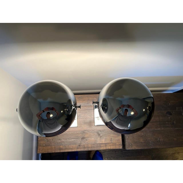Chrome Restoration Hardware Hemisphere Chrome Table Lamps - Set of 2 For Sale - Image 8 of 10