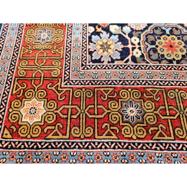 Vintage Persian Tabriz Afshan Rug, Hand-Knotted Wool, Allover Geometric Caucasian Kuba Pattern, Navy & Red, 5x9 For Sale - Image 18 of 18
