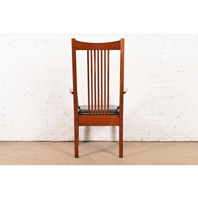 Stickley Mission Arts & Crafts Cherry Wood High Back Spindle Dining Chairs, Set of Six For Sale - Image 10 of 12