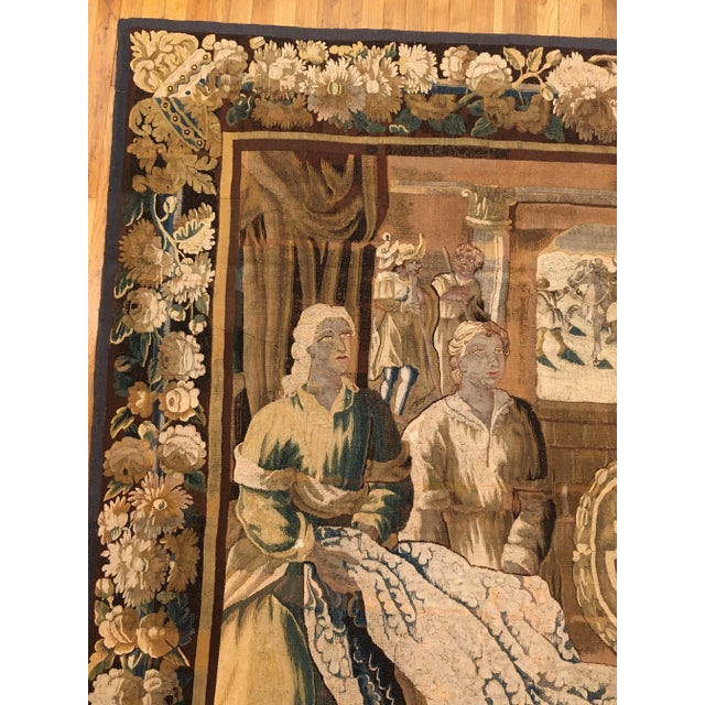 Burnt Umber Antique 18th Century Flemish Biblical Tapestry For Sale - Image 8 of 11