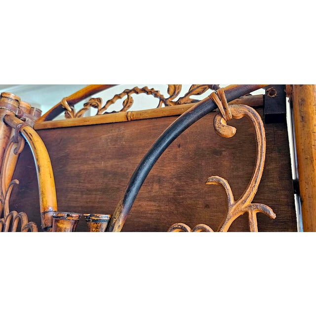1980s Vintage French Bamboo & Rattan Folding Étagère - Mid-Century Modern Style With Elegant Metal Accents For Sale - Image 12 of 13