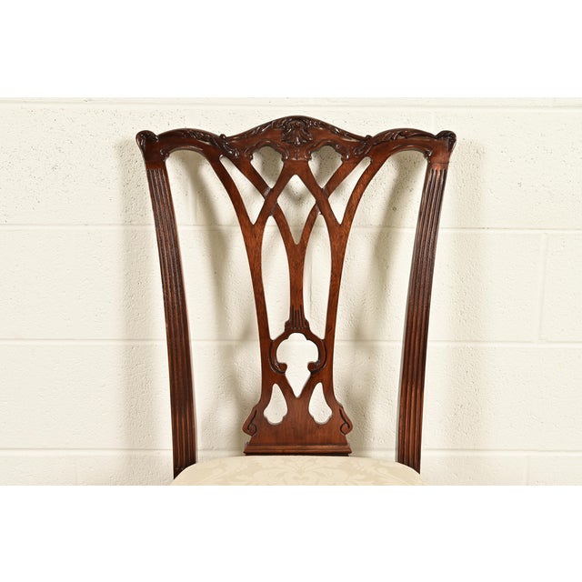 Drexel Heritage Chippendale Carved Mahogany Side Chairs or Dining Chairs, Pair For Sale In South Bend - Image 6 of 14