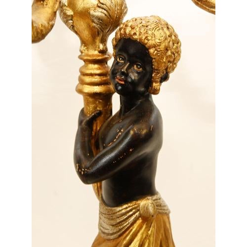 Italian Florentine Blackamoor Candelabra Lamps, Set of 2 For Sale - Image 10 of 18