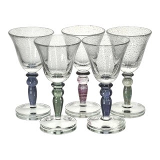 Pottery Barn Bubble Wine Glasses Set of 5 For Sale