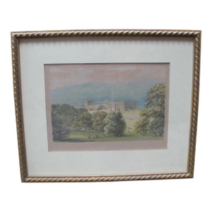 Antique Chatsworth Ancestral House Derbyshire England Framed Color Print
