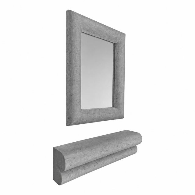 1980s Large Vintage Stone Mirror and Wall Console For Sale - Image 5 of 5