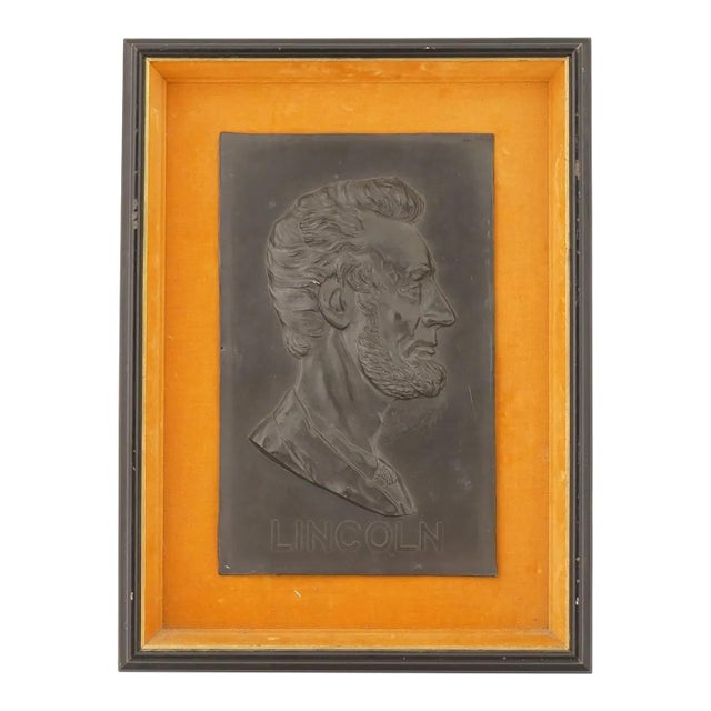 American President Lincoln Portrait Plaque Framed For Sale