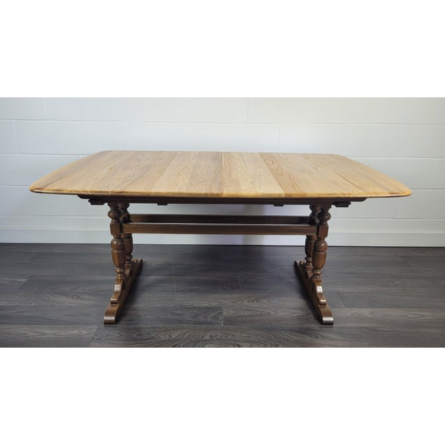 Ercol Grand Refectory Dining Table, 1990s, Set of 4, in Restored conditions. Designed 1990 to 1999 This piece has an...
