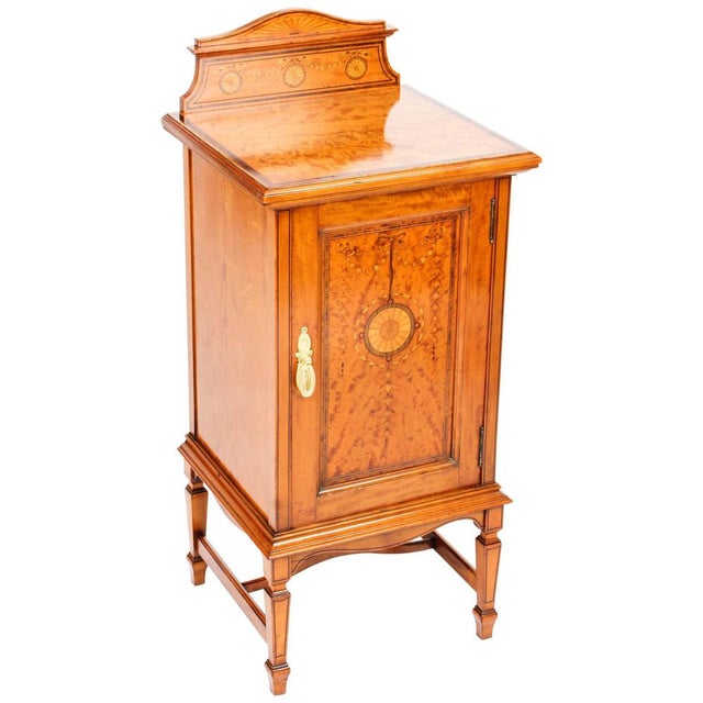 Victorian Satinwood & Inlaid Bedside Cabinet, 19th Century For Sale - Image 13 of 13