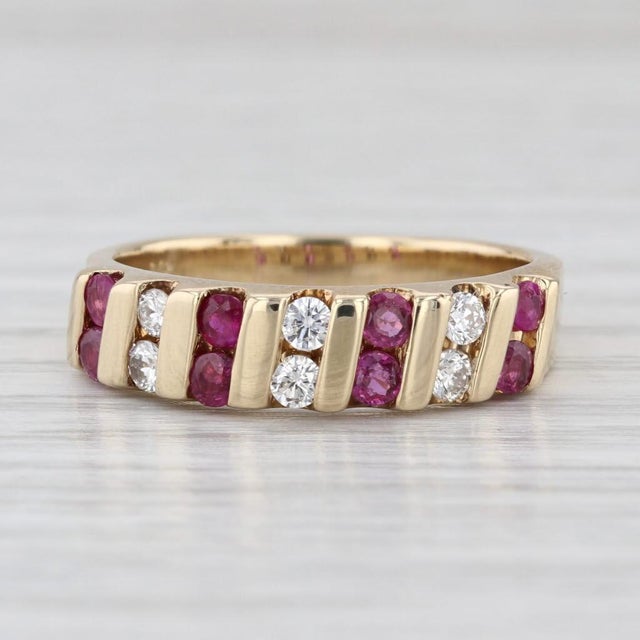 0.74ctw Ruby Diamond Ring 14k Yellow Gold Size 8.25 Stackable For Sale In Greensboro - Image 6 of 8