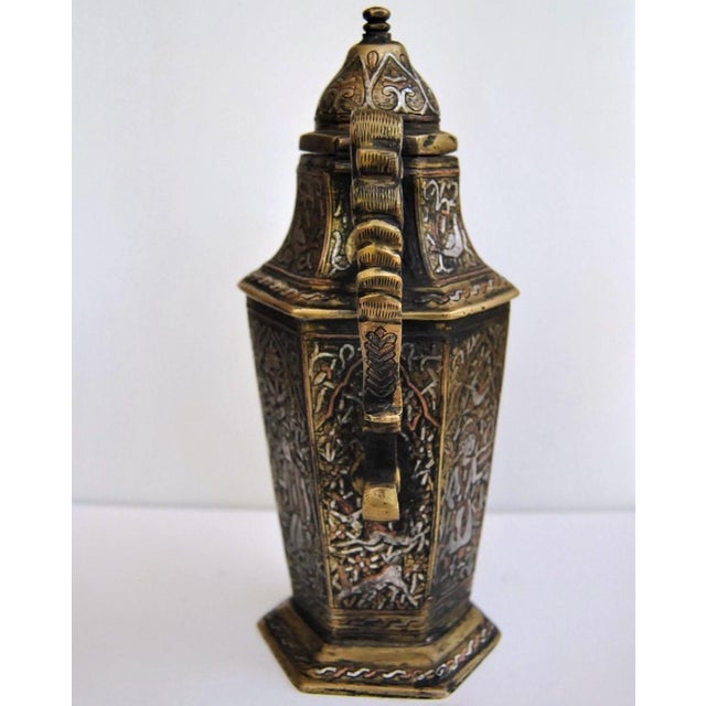 Late 19th Century Antique Silver Inlaid Coffee Tea Pot Mosul Ayyubid For Sale - Image 5 of 11