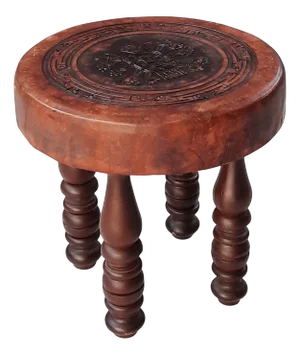 Wood and Leather Side Table or Stool by Angel Pazmino for Meubles de Estilo, 1960s