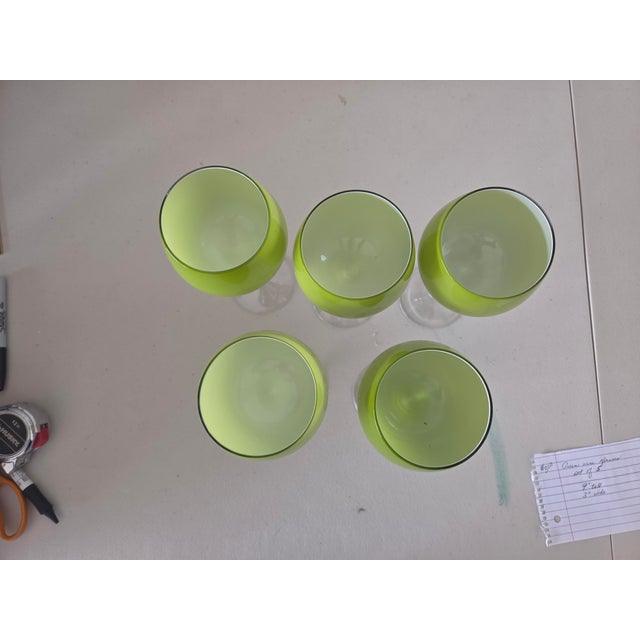 Modern Late 20th Century Green Wine Glasses - Set of 5 For Sale - Image 3 of 3