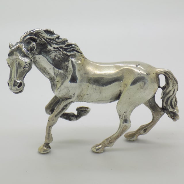 Vintage Italian Large Galloping Horse Figurine in Silver, Arezzo, 1970s For Sale - Image 12 of 12
