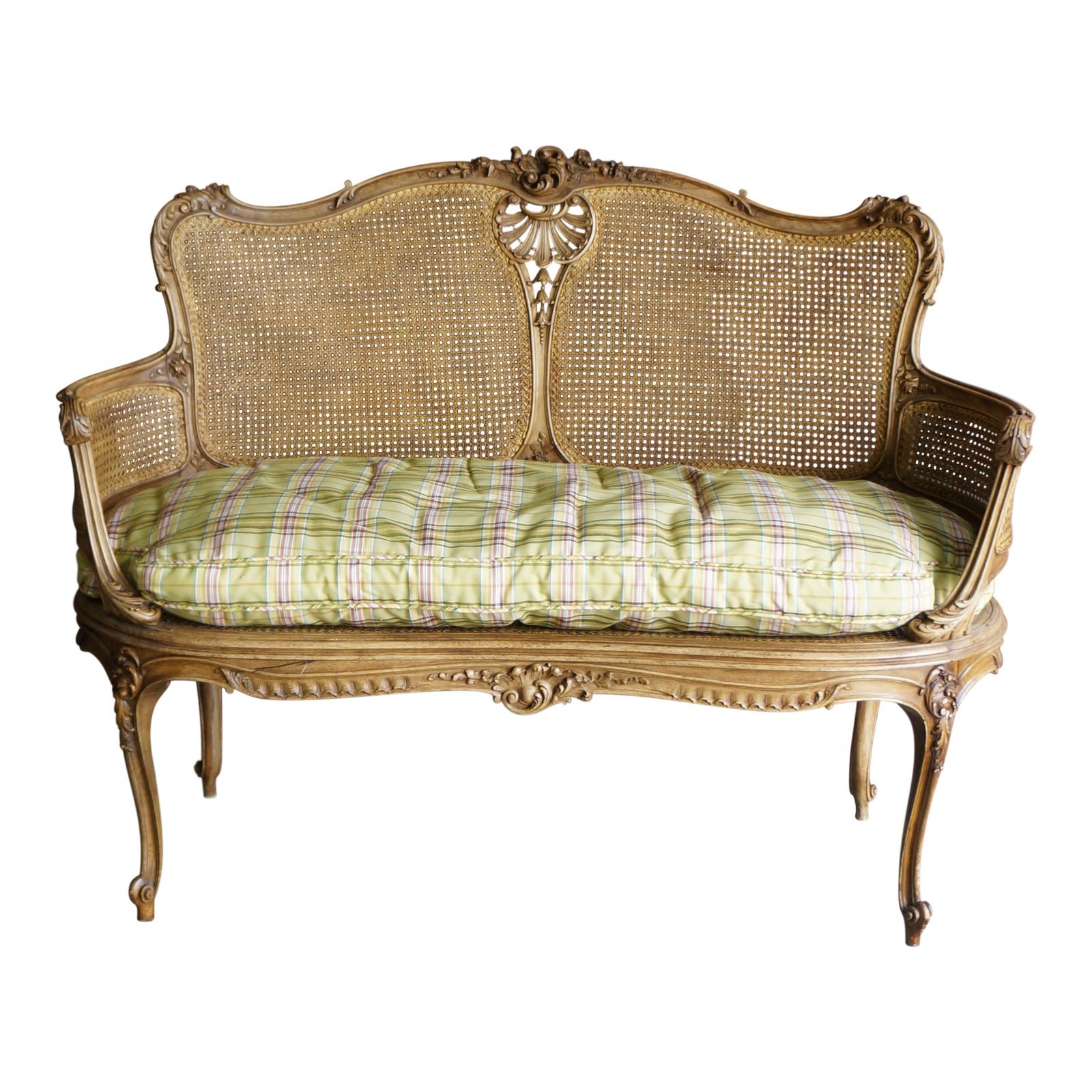 Early 20th Century Antique French Carved Cane Settee Chairish