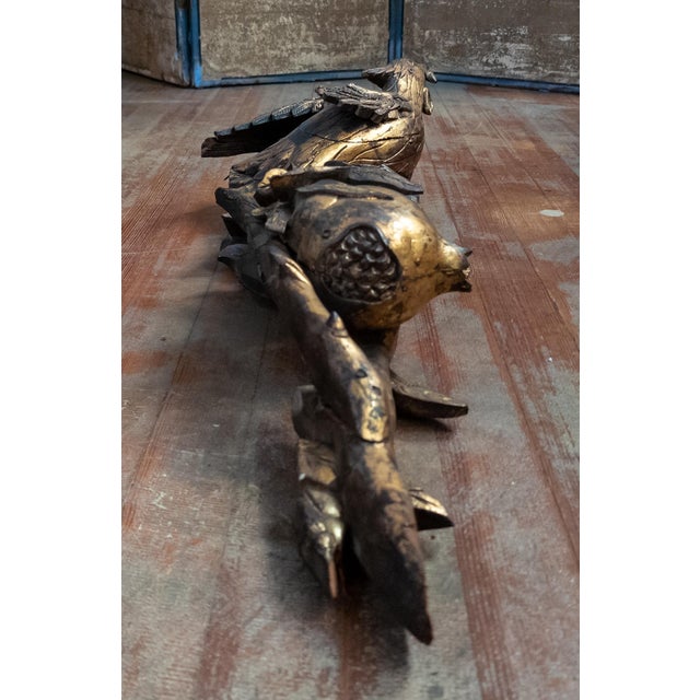19th Century Chinoiserie Chinese Carved Giltwood Architectural Fragment With Birds and Pomegranates For Sale - Image 10 of 18