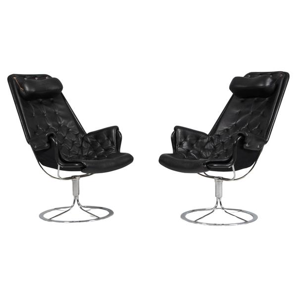 Vintage Jetson Lounge Chair with Black Leather by Bruno Mathsson for Dux, 2024 For Sale - Image 9 of 9
