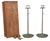 This pair of bronze metal Japanese have a straight shafts with threaded ends, hanging hooks for candle snuffers, pricket...