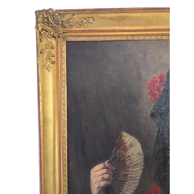 Richard Benno Adam, Spanish Woman in Traditional Dress, 1927, Oil on Canvas, Framed For Sale - Image 3 of 6