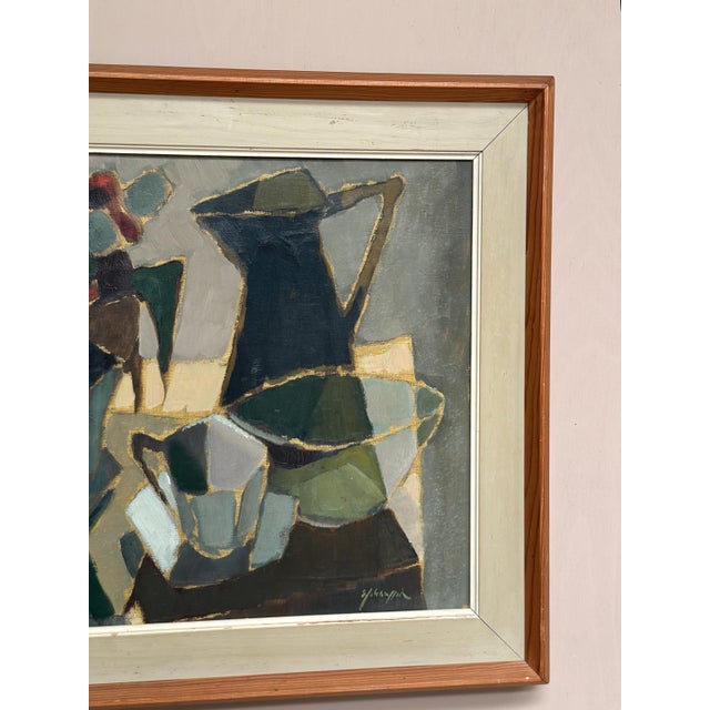 Sven Johansson, Cubist Still Life, 1960s, Oil Painting on Panel, Framed For Sale - Image 6 of 18