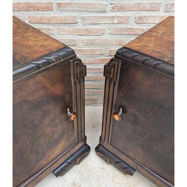 Art Deco Nightstands with Ebonized Base, 1930, Set of 2 For Sale - Image 9 of 15