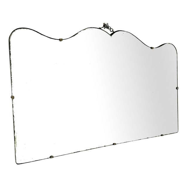 Art Deco Frameless Scalloped Wall Mirror, 1940s For Sale