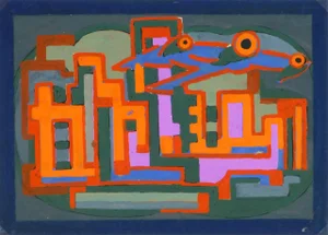 Vintage French Gouache - Abstract