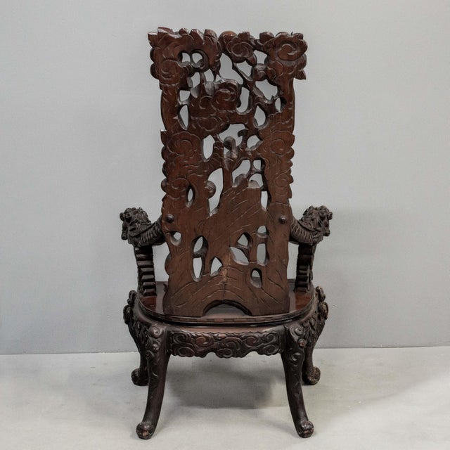 Antique Japanese High Back Red Lacquer Monkey Armchair For Sale - Image 4 of 10