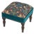 Strawberry Thief Teal Upholstered Stool With Velvet Sides For Sale