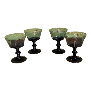 Vintage Lenox Antique Dark Blue Water Crystal Sherbet/Champagne Glasses - Set of 4