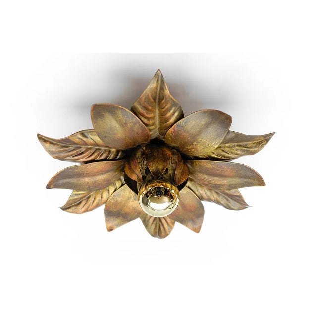 1960s Florentine Gilded Wall or Ceiling Lamp by W. Müller, München, Gerrmany, 1960s For Sale - Image 5 of 13