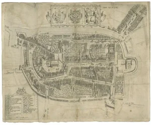 Antique Map of the City of Franeker by Bast, 1598