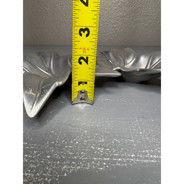 Late 20th Century Vintage Bruce Fox Cast Aluminum Double Ivy Leaf Bowl For Sale - Image 5 of 8