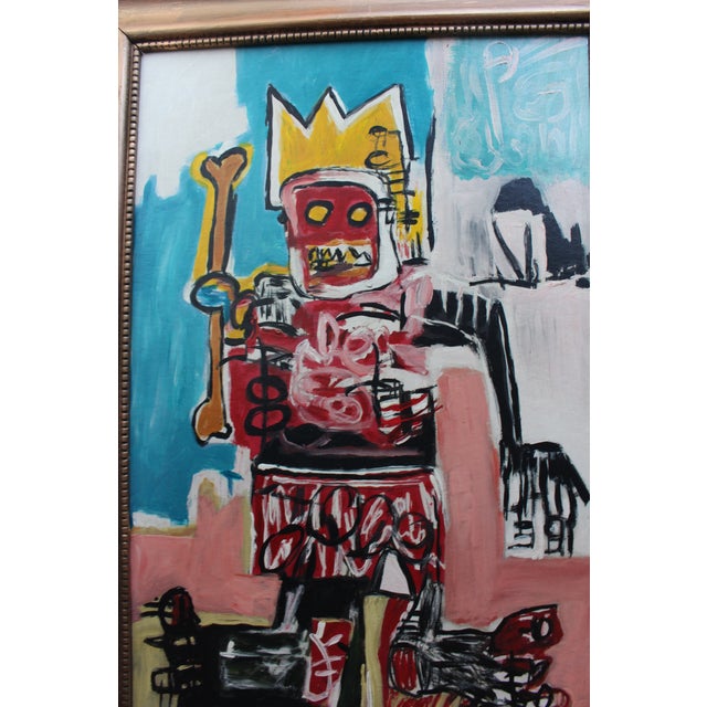 Pop Art Modernistic Painting After Jean-Michel Basquiat, Circa 1970 For Sale - Image 3 of 13