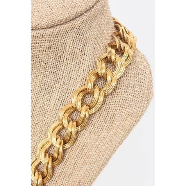 Gold Gold Metal Link Chain Necklace Signed by Dugal 1990's For Sale - Image 8 of 10