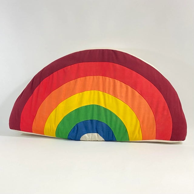 Vintage 1970s Quilted Rainbow Pop Art Pillow For Sale - Image 4 of 13