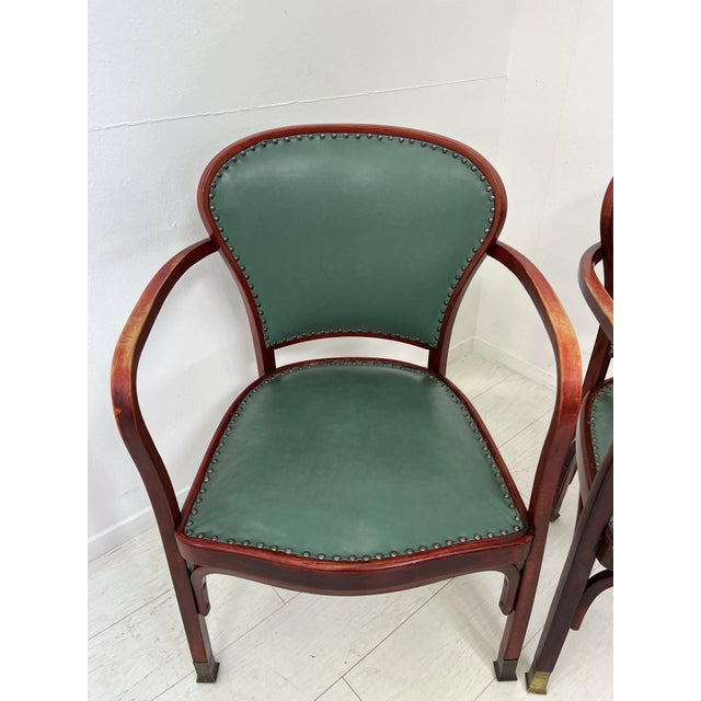 Brown Vienna Secession Chairs and Armchairs by Gustav Siegel for Jacob & Josef Kohn, 1890s, Set of 6 For Sale - Image 8 of 18