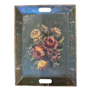 19th Century Metal Tin Toleware Tray
