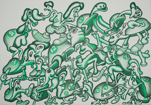 Peter Saul, Les athlètes des JO, Lithograph